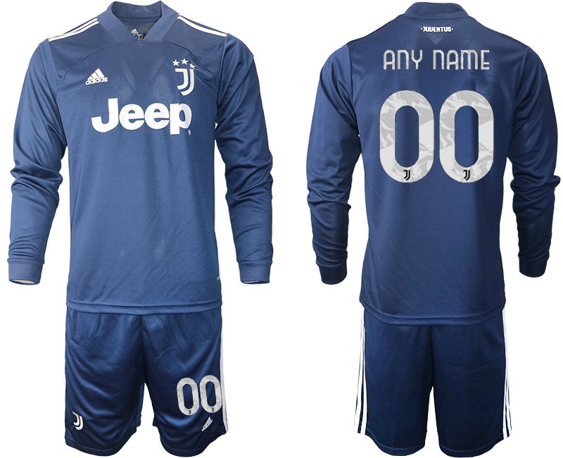 Men 2020-2021 club Juventus away long sleeves customized blue Soccer Jerseys->juventus jersey->Soccer Club Jersey